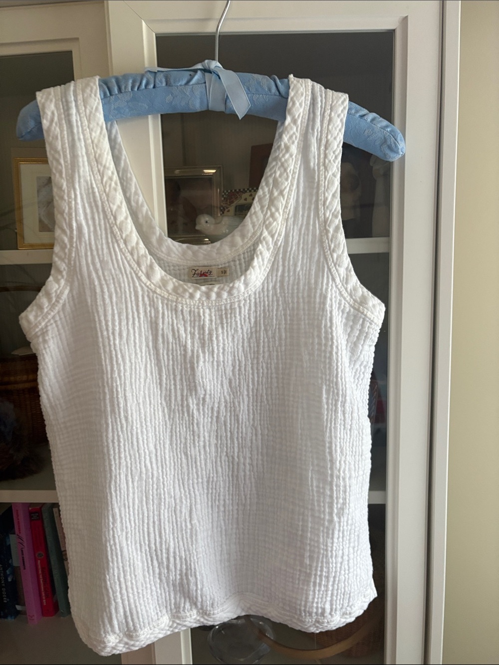 Faherty White Textured Cotton Tank Top